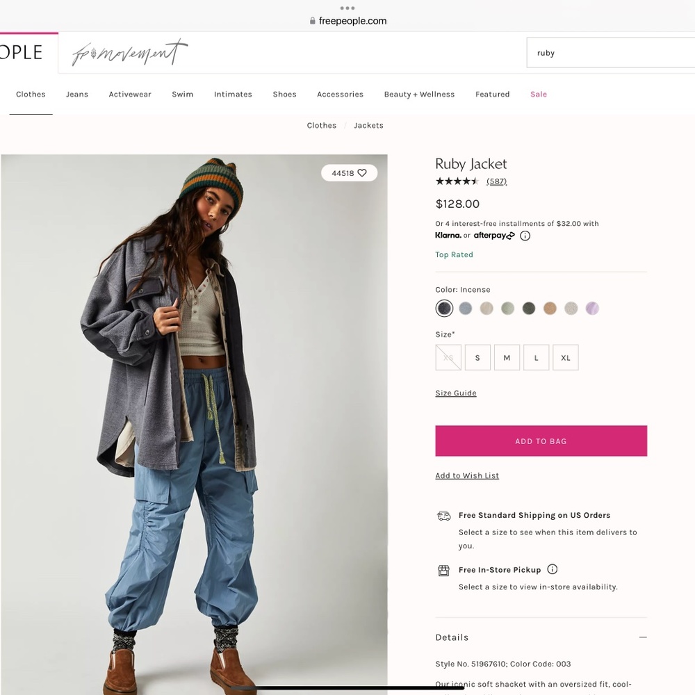 freepeople RUBY SHACKET/LIKE NEW EXCELLENT CONDITION